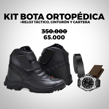 Kit Bota Ortopédica Vulkan con Caña Media de Cuero Floater + REGALOS: Reloj Táctico, Cinturón y Billetera. | PROMOCIÓN ESPECIAL 30 AÑOS - ENVÍO GRATIS