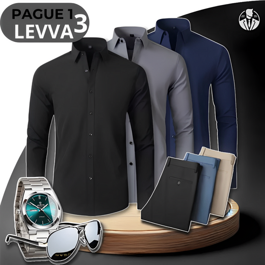 [PAGA 1, LLEVE 3] Camisas Sociales Manga Larga Bold De Seda Color Hielos + Obsequios: 3 PANTALONES, RELOJ Y ANTEOJOS